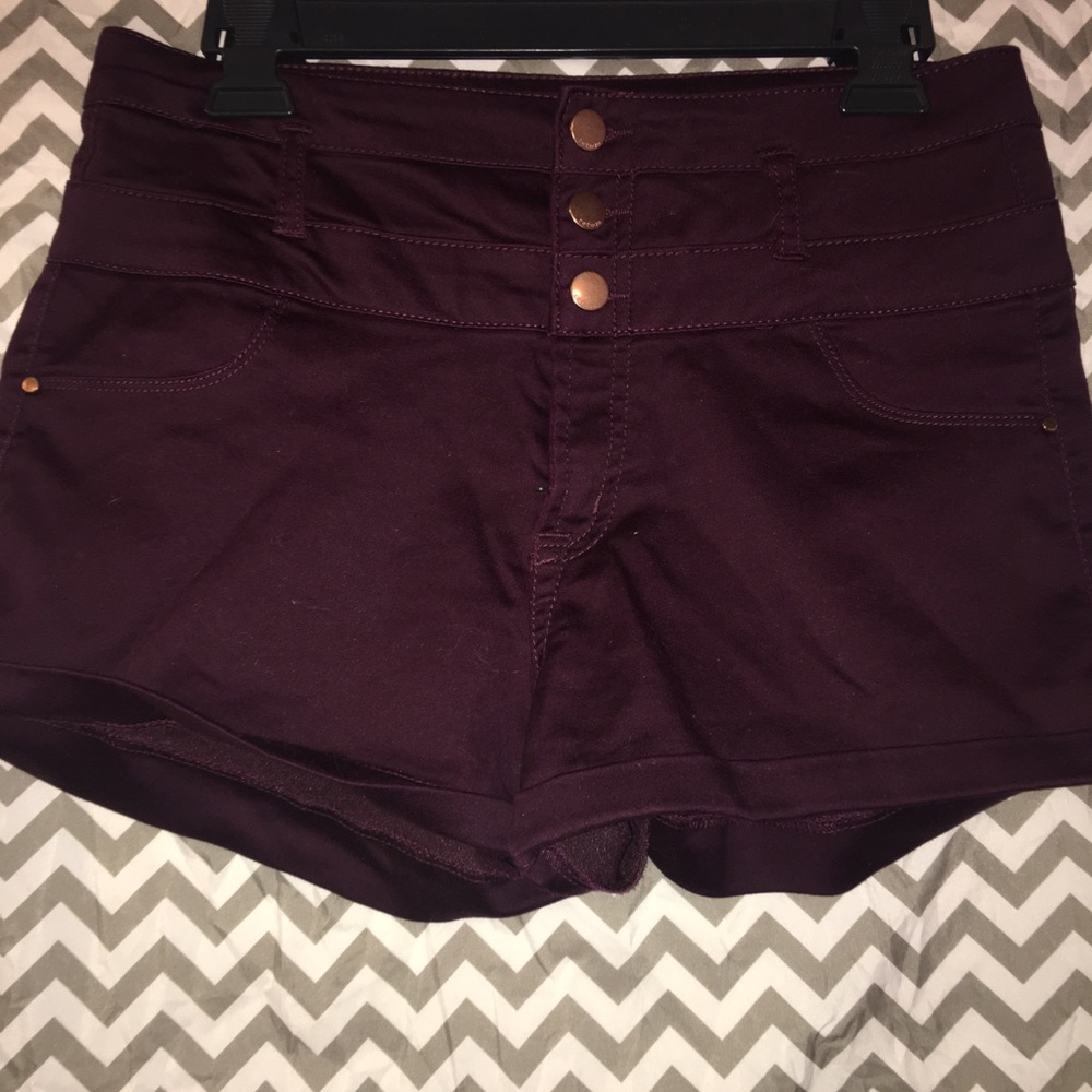 Burgundy high waisted shorts